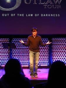 Ted Dekker speaks during his Outlaw Tour at the Miracle Theatre which is now National Community Church